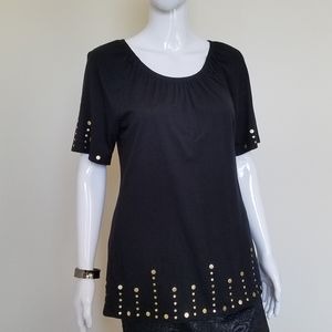 Studio Works Black Top with Embellishments Size M